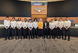  Boswell male students stand with their advisor D J Perrera and Fort Worth Mayor Mattie Parker